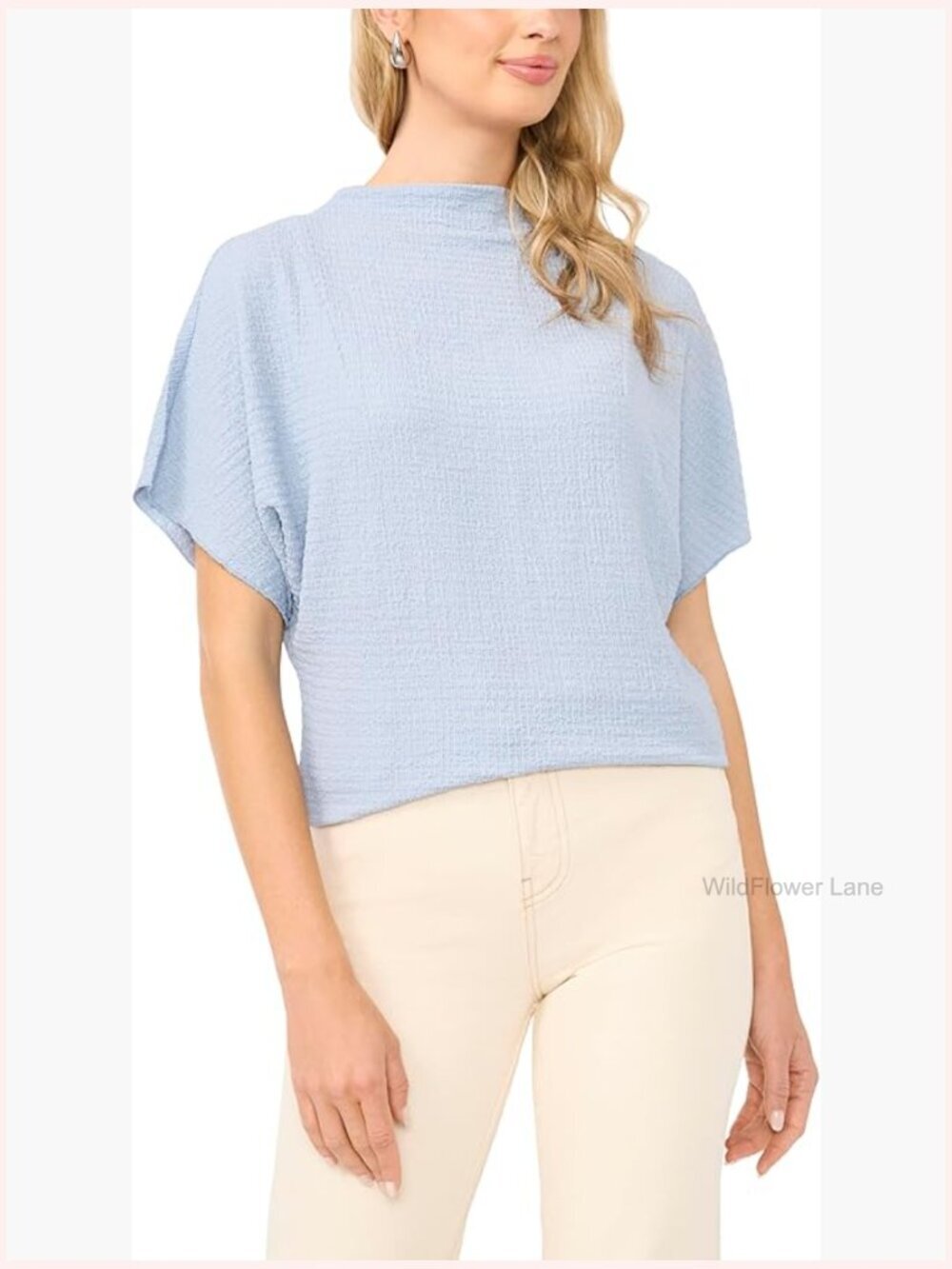 Cowl Neck Short Flutter Sleeve Blouse
